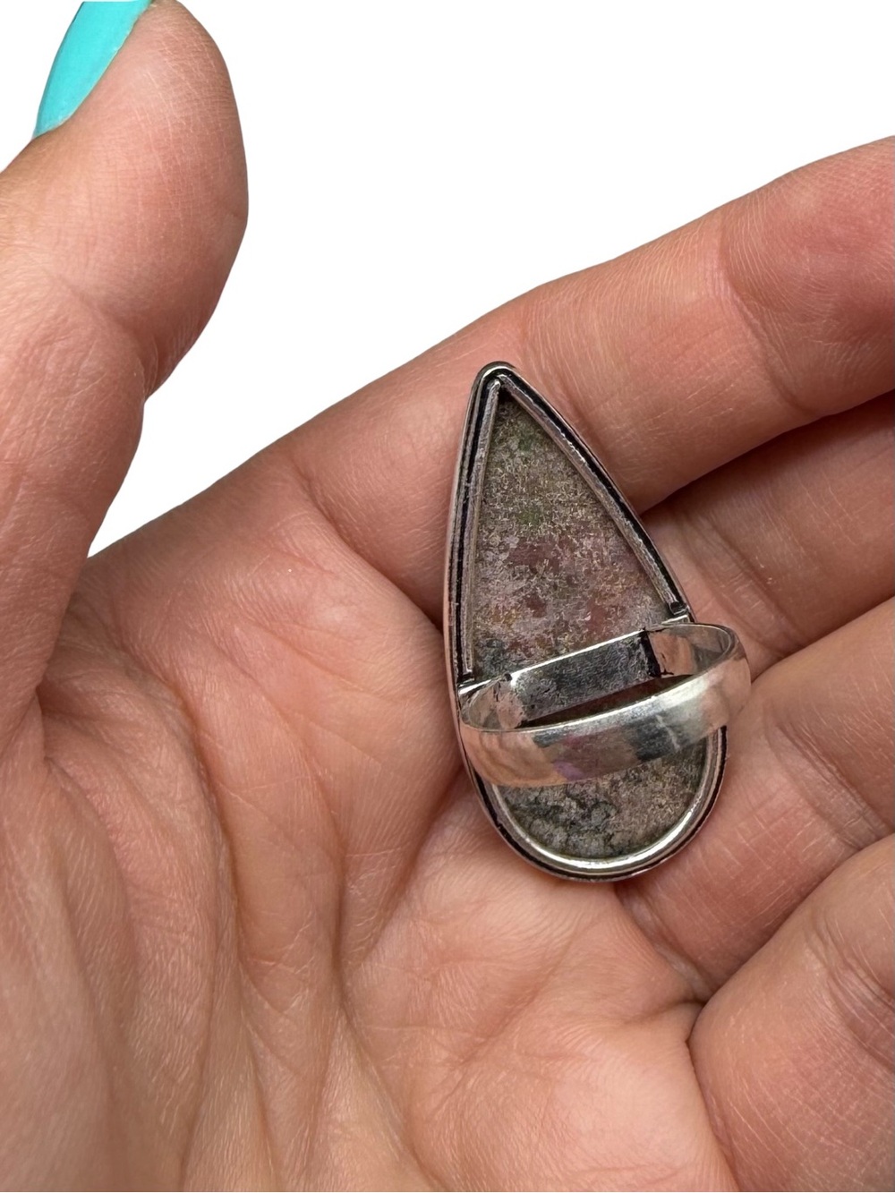 Rhodonite Ring Size 7 925 Sterling Silver Overlay - Picture 4 of 5